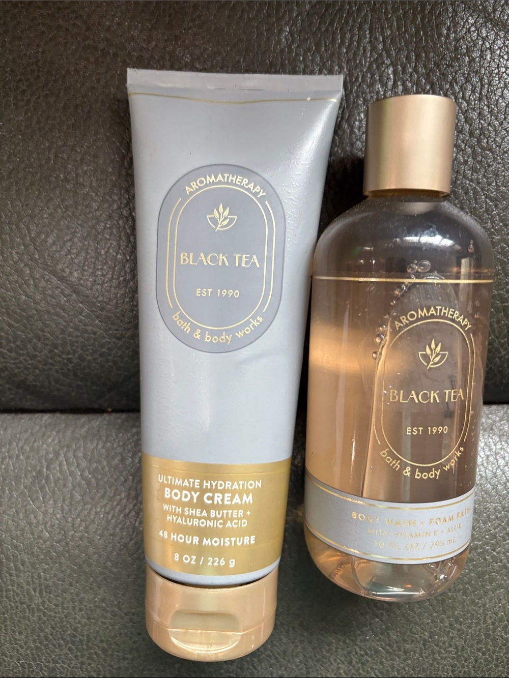 Bath and body works black tea cream bad body wash set